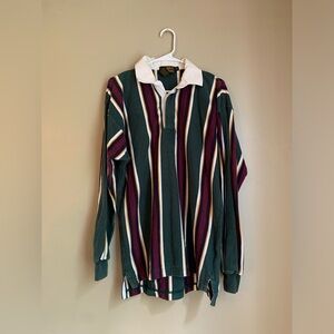 VTG 90s Eddie Bauer striped Long Sleeve Polo Shirt, Large